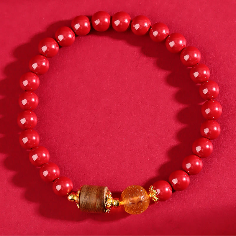 KarmaRipple's Cinnabar Amber Agarwood Blessing Bracelet p13