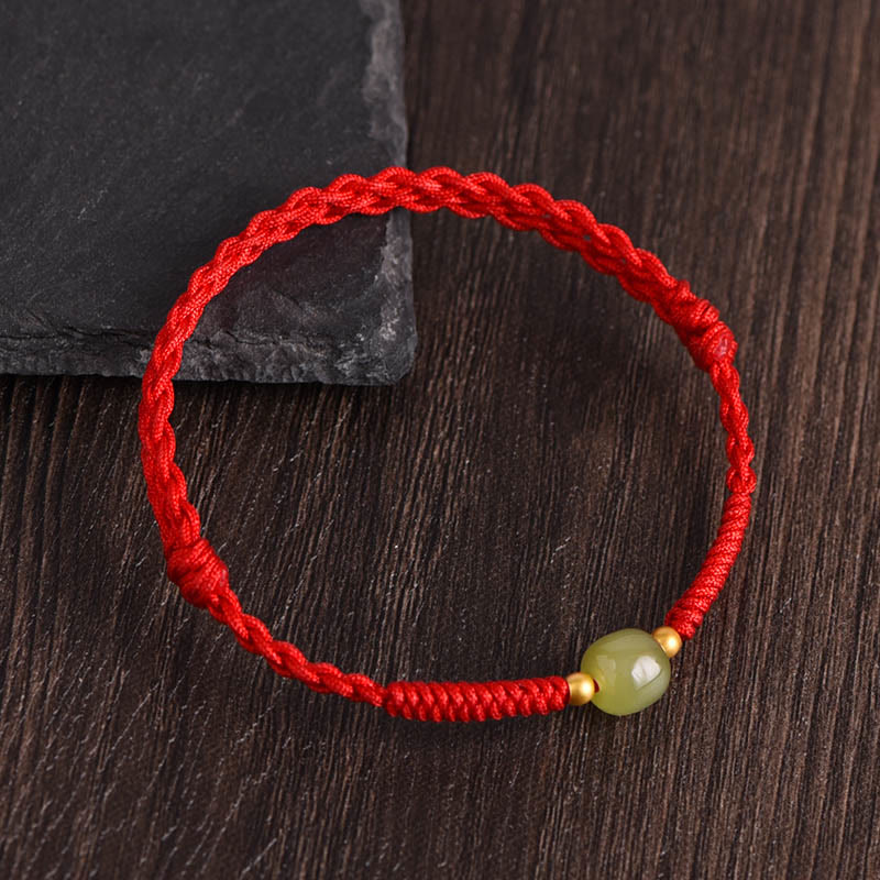 KarmaRipple's Authentic Hetian Jade 999 Gold Beadwork Protection Fortune Woven Bracelet Anklet p27