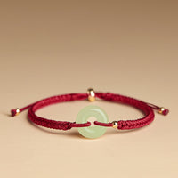 Bracelet tissé authentique en jade Hetian de KarmaRipple, boucle de paix, protection du caractère Fu, fortune