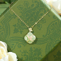 Collier avec pendentif en argent sterling 925 et jade Hetian, papillon et magnolia, trèfle à quatre feuilles, bénédiction, KarmaRipple