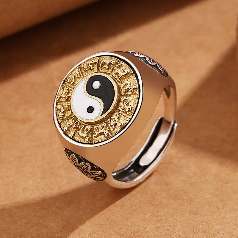 KarmaRipple's Yin Yang Chinese Zodiac Bronze Wealth Adjustable Ring p1