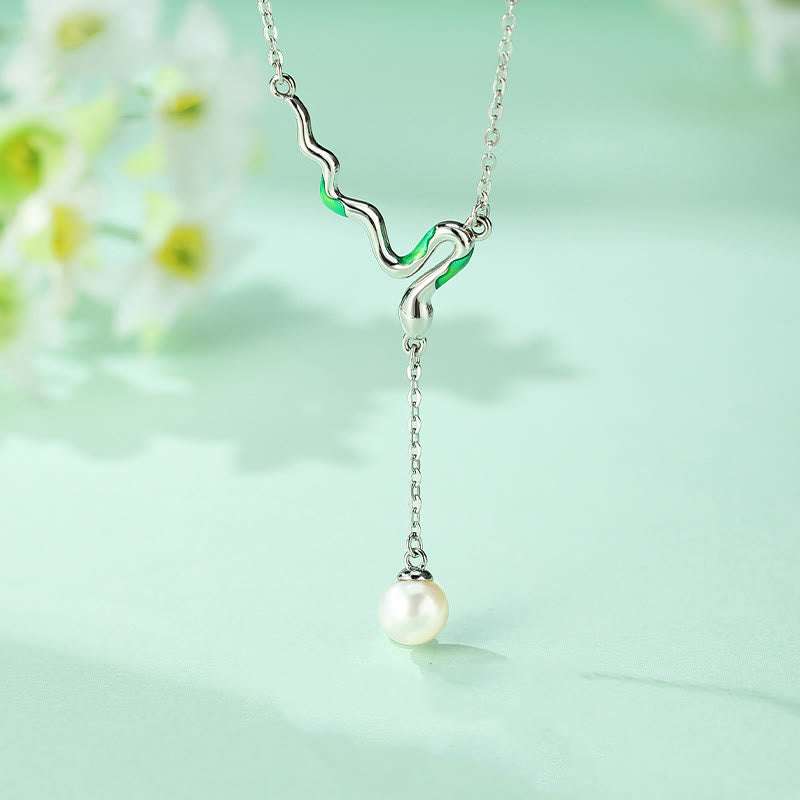 KarmaRipple's 925 Sterling Silver Pearl Bead Year Of The Snake Balancing Pendant Necklace p11