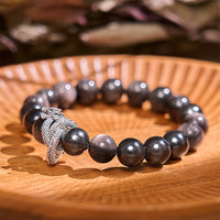 Bracelet de protection dragon en obsidienne argentée de KarmaRipple