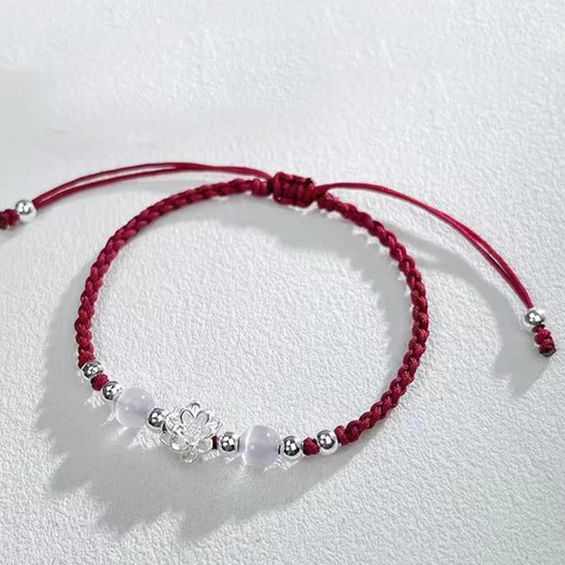 KarmaRipple's 999 Sterling Silver Lotus Design Cat's Eye Bead Protection String Bracelet p15
