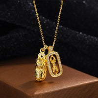 Collier pendentif Vajra Wealth en argent sterling 999, pièce de bronze doré Pixiu de KarmaRipple