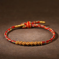Bracelet en corde tissée fait main de KarmaRipple, symbole du zodiaque chinois, Bouddha natal, fortune et force