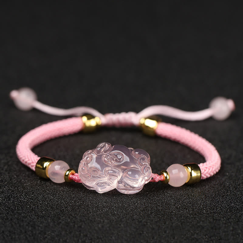 KarmaRipple's PiXiu Pink Gemstone Wealth String Woven Bracelet p20