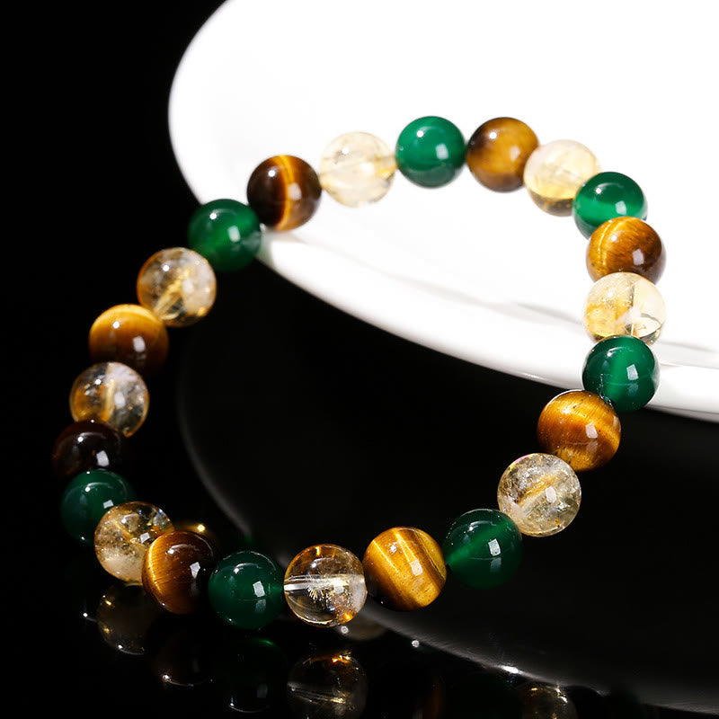 KarmaRipple's Authentic Tiger Eye Green Agate Citrine Mix And Match Beadwork Protection Bracelet p2