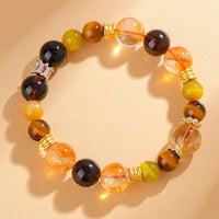 Bracelet de prospérité authentique en citrine, quartz fumé, œil de tigre Duobao de KarmaRipple
