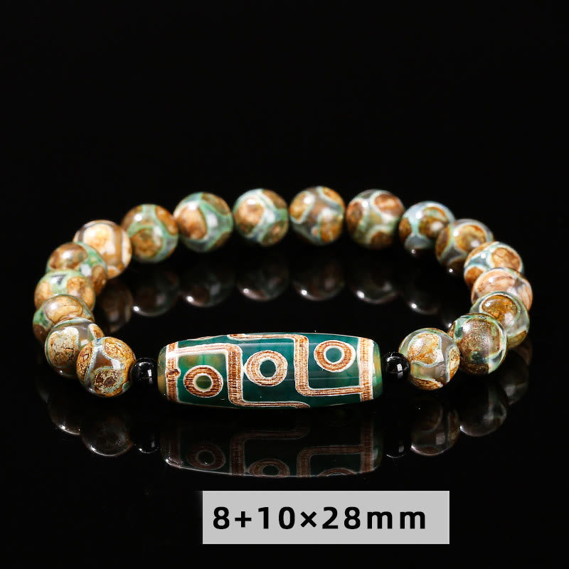 KarmaRipple's Tibetan Nine-eye Dzi Bead Authentic Sandalwood Ivory Cat's Eye Agate Power Protection Bracelet p1