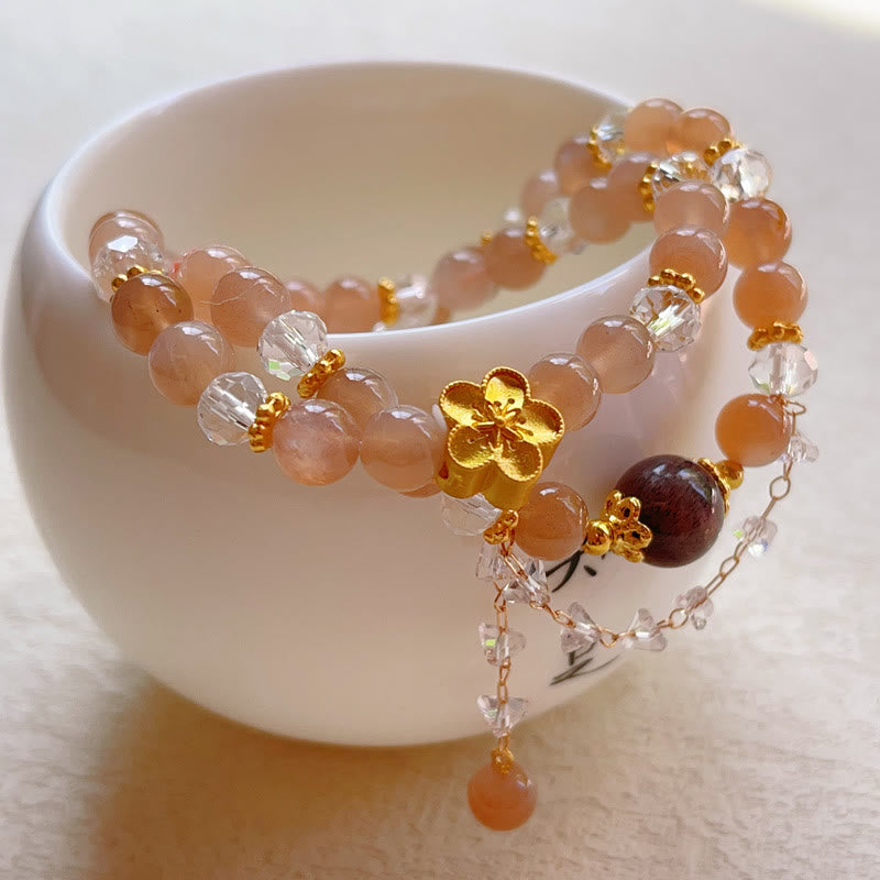 KarmaRipple's Sun Stone Gemstone Peach Blossom Wealth Double Wrap Bracelet p7