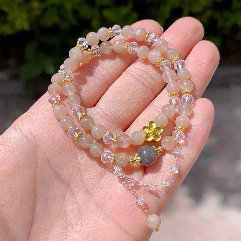 KarmaRipple's Sun Stone Gemstone Peach Blossom Wealth Double Wrap Bracelet p9