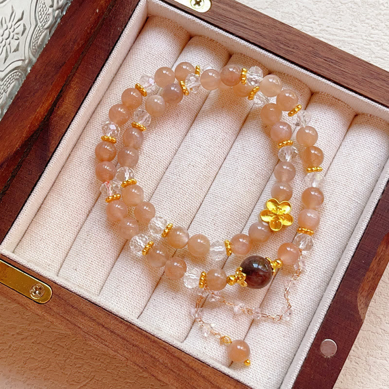 KarmaRipple's Sun Stone Gemstone Peach Blossom Wealth Double Wrap Bracelet p4