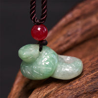 Collier pendentif en jade authentique de KarmaRipple, symbole du zodiaque chinois, année du serpent