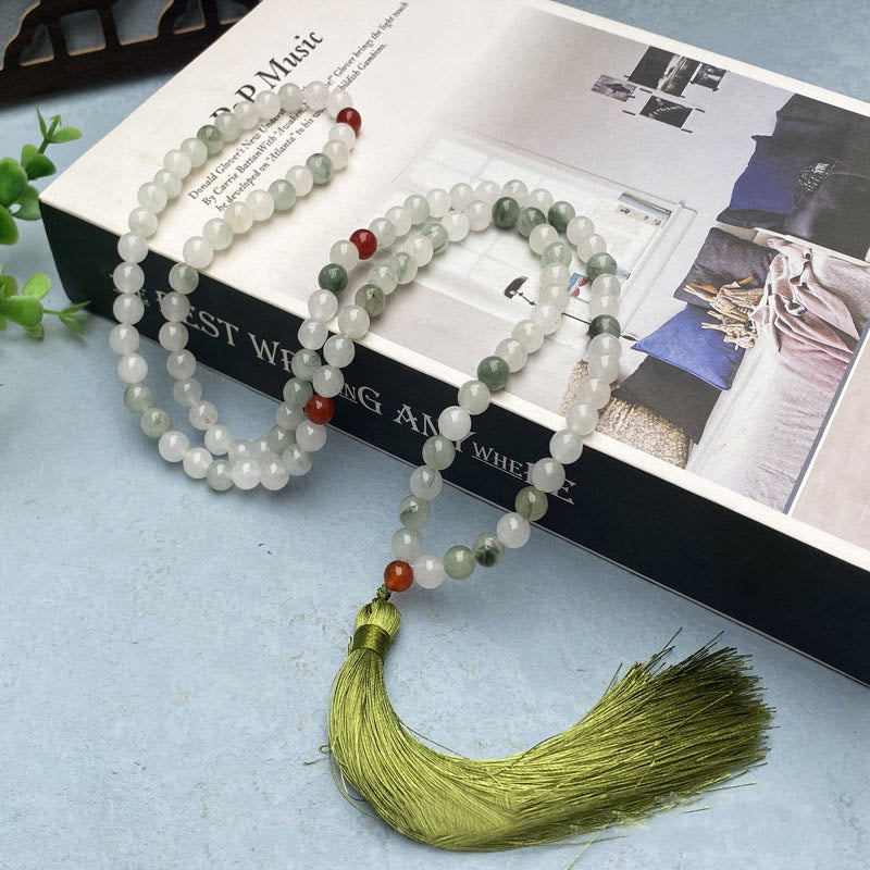 KarmaRipple's 108 Mala Beadwork Authentic Tianshan Jade Tassel Fortune Bracelet p8