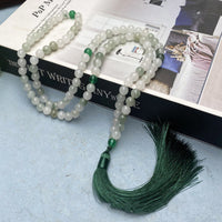 Bracelet porte-bonheur en jade Tianshan authentique, 108 perles Mala de KarmaRipple