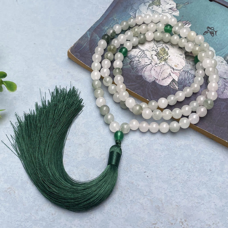 KarmaRipple's 108 Mala Beadwork Authentic Tianshan Jade Tassel Fortune Bracelet p3