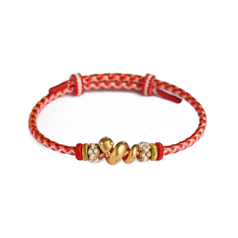 KarmaRipple's 999 Sterling Silver Gradient Red String Year Of The Snake Fortune Woven Bracelet p10