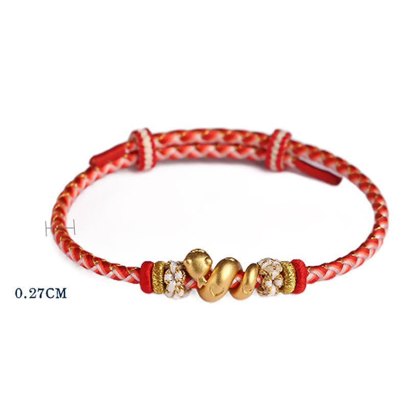 KarmaRipple's 999 Sterling Silver Gradient Red String Year Of The Snake Fortune Woven Bracelet p6