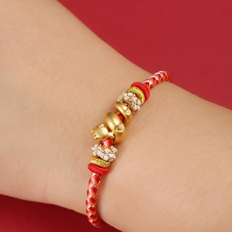 KarmaRipple's 999 Sterling Silver Gradient Red String Year Of The Snake Fortune Woven Bracelet p11