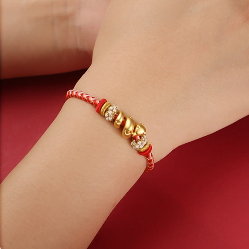 KarmaRipple's 999 Sterling Silver Gradient Red String Year Of The Snake Fortune Woven Bracelet p4