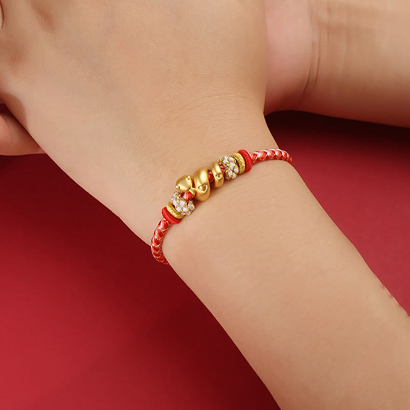 KarmaRipple's 999 Sterling Silver Gradient Red String Year Of The Snake Fortune Woven Bracelet p5