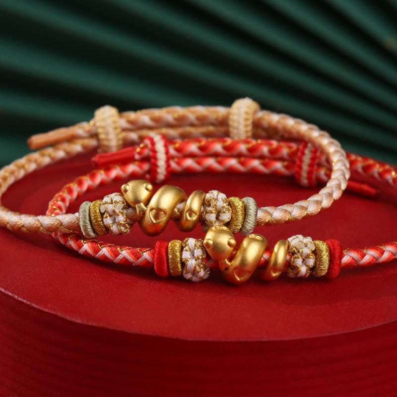 KarmaRipple's 999 Sterling Silver Gradient Red String Year Of The Snake Fortune Woven Bracelet p14