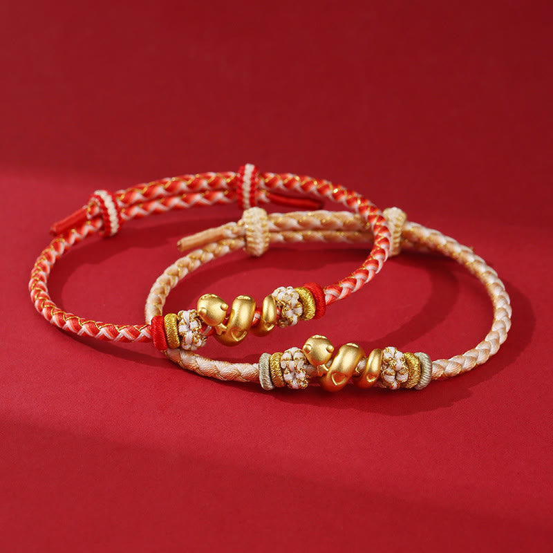 KarmaRipple's 999 Sterling Silver Gradient Red String Year Of The Snake Fortune Woven Bracelet p16