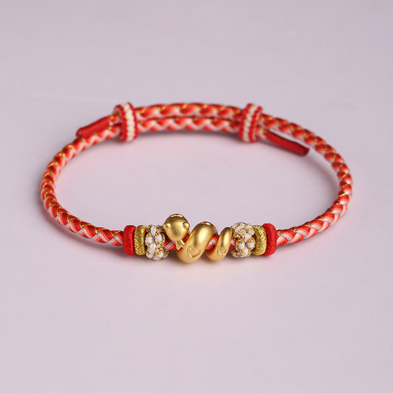 KarmaRipple's 999 Sterling Silver Gradient Red String Year Of The Snake Fortune Woven Bracelet p3