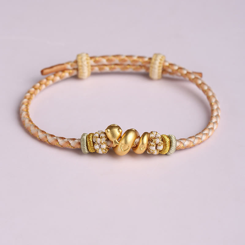 KarmaRipple's 999 Sterling Silver Gradient Red String Year Of The Snake Fortune Woven Bracelet p2