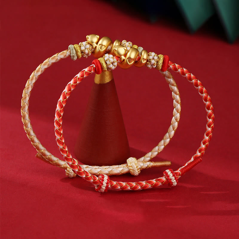 KarmaRipple's 999 Sterling Silver Gradient Red String Year Of The Snake Fortune Woven Bracelet p15