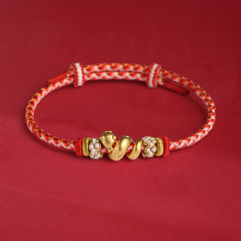 KarmaRipple's 999 Sterling Silver Gradient Red String Year Of The Snake Fortune Woven Bracelet p18