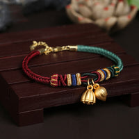 Bracelet en argent sterling 999 motif Lotus Pod de KarmaRipple, fil rouge et vert