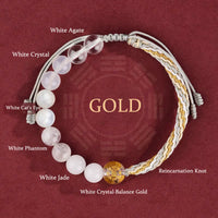 Bracelet tressé en agate et pierres précieuses variées, tissé et réincarnation, de KarmaRipple, avec ses cinq éléments