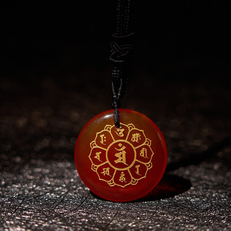 KarmaRipple's Om Mani Padme Hum Authentic Various Gemstone Black Obsidian Strength Pendant Necklace p41