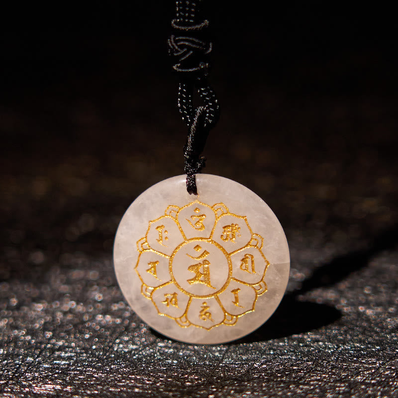 KarmaRipple's Om Mani Padme Hum Authentic Various Gemstone Black Obsidian Strength Pendant Necklace p13