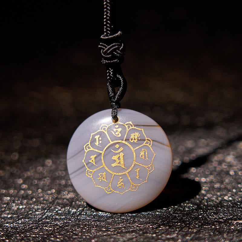 KarmaRipple's Om Mani Padme Hum Authentic Various Gemstone Black Obsidian Strength Pendant Necklace p6