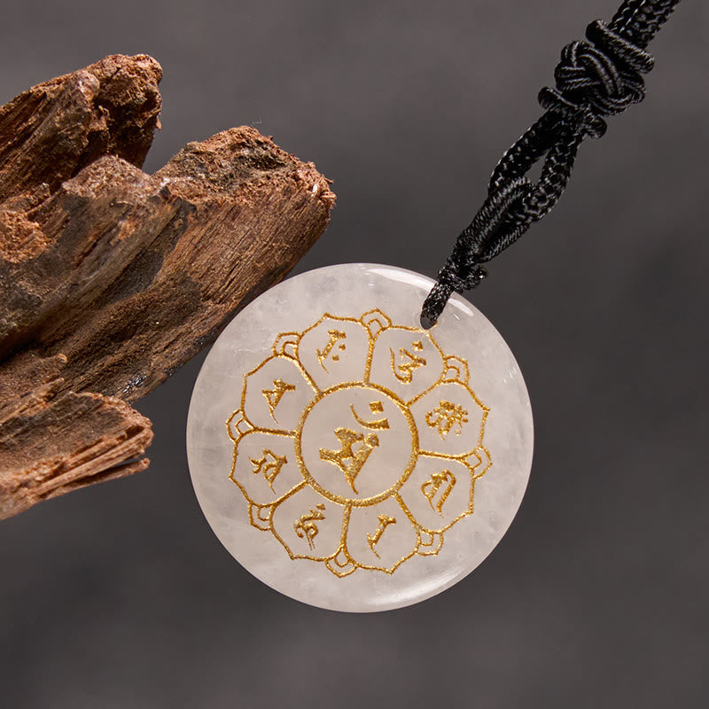 KarmaRipple's Om Mani Padme Hum Authentic Various Gemstone Black Obsidian Strength Pendant Necklace p12