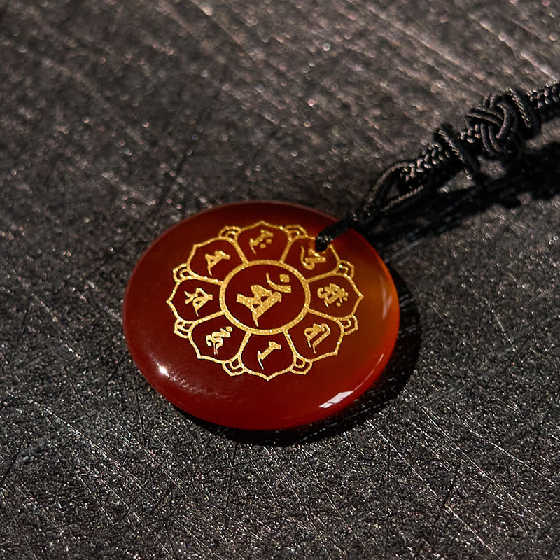 KarmaRipple's Om Mani Padme Hum Authentic Various Gemstone Black Obsidian Strength Pendant Necklace p27