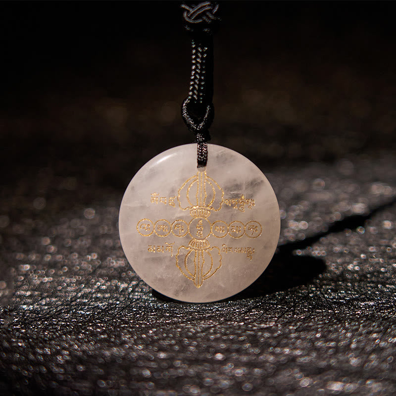 KarmaRipple's Vajra Dorje Sanskrit Pattern Authentic Various Gemstone Black Obsidian Fulfilment Pendant Necklace p13