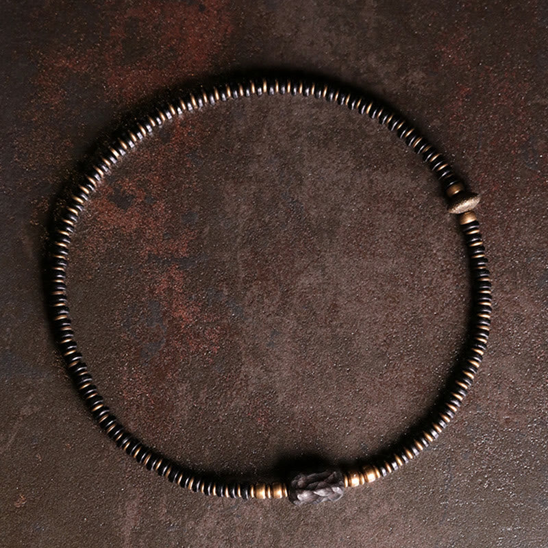 KarmaRipple's Ebony Wood Green Sandalwood Bronze Brass Calm Double Wrap Bracelet p5