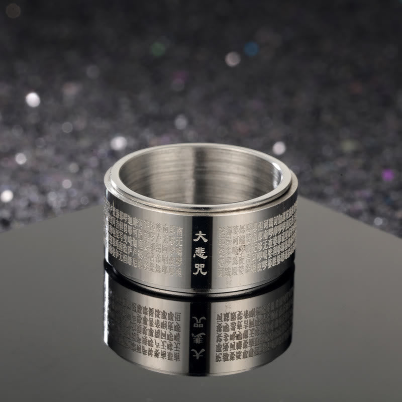 KarmaRipple's Great Compassion Mantra Carved Titanium Steel Strengthen Rotatable Ring p15