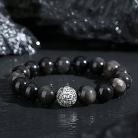 Bracelet de transformation de personnage en obsidienne noire et argent sterling 999 de KarmaRipple