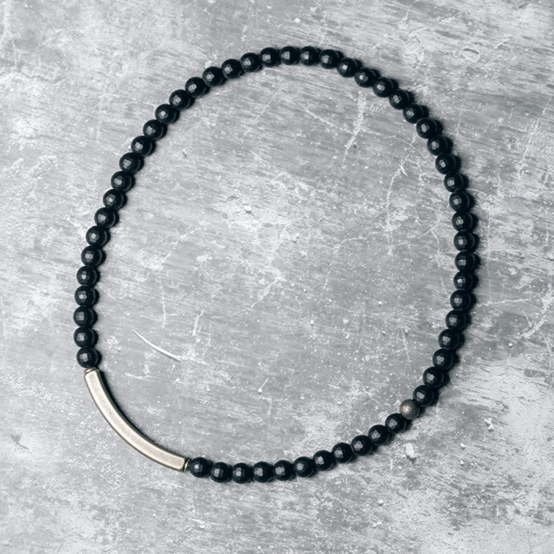 KarmaRipple's Frosted Cut Surface Black Onyx Bronze Brass Double Wrap Protection Bracelet p3