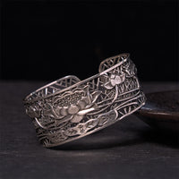 Bracelet d'Éveil Équilibrant en Bronze Plaqué Argent Lotus Creux de KarmaRipple