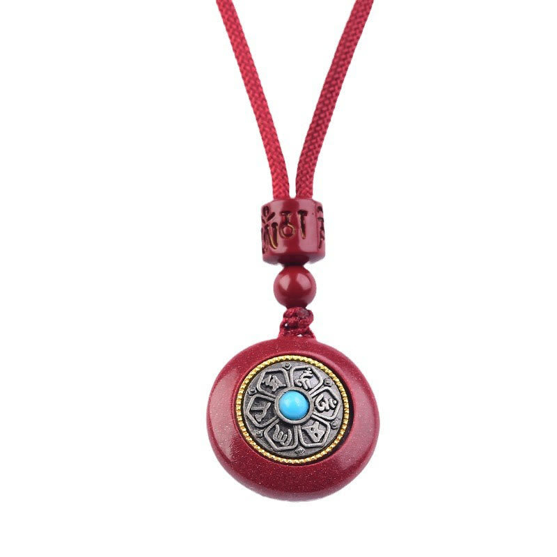 KarmaRipple's Authentic Cinnabar Six True Words 'Om Mani Padme Hum' Woven String Blessing Key Chain Pendant Necklace p11