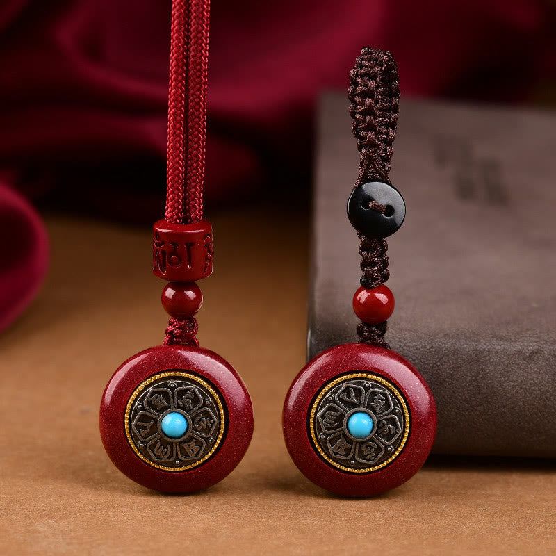 KarmaRipple's Authentic Cinnabar Six True Words 'Om Mani Padme Hum' Woven String Blessing Key Chain Pendant Necklace p5