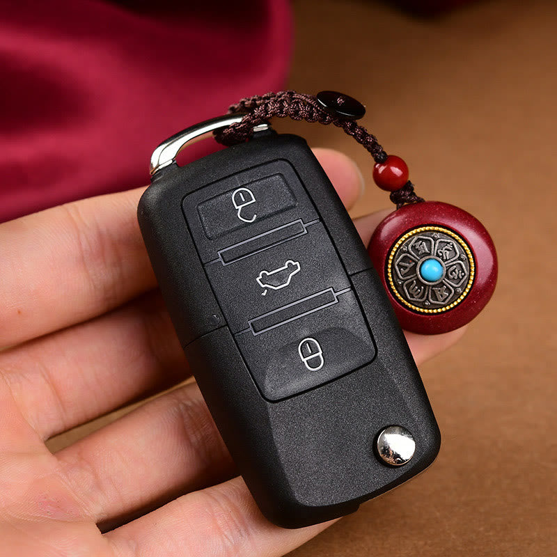 KarmaRipple's Authentic Cinnabar Six True Words 'Om Mani Padme Hum' Woven String Blessing Key Chain Pendant Necklace p13