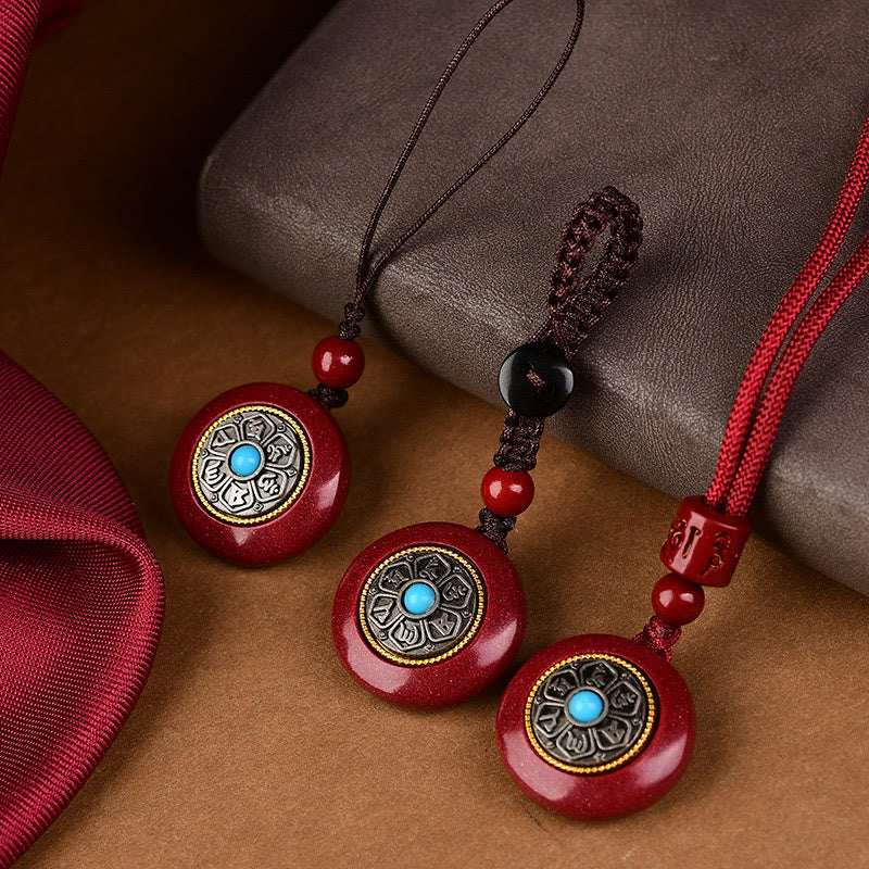 KarmaRipple's Authentic Cinnabar Six True Words 'Om Mani Padme Hum' Woven String Blessing Key Chain Pendant Necklace p4