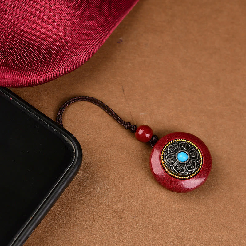 KarmaRipple's Authentic Cinnabar Six True Words 'Om Mani Padme Hum' Woven String Blessing Key Chain Pendant Necklace p14